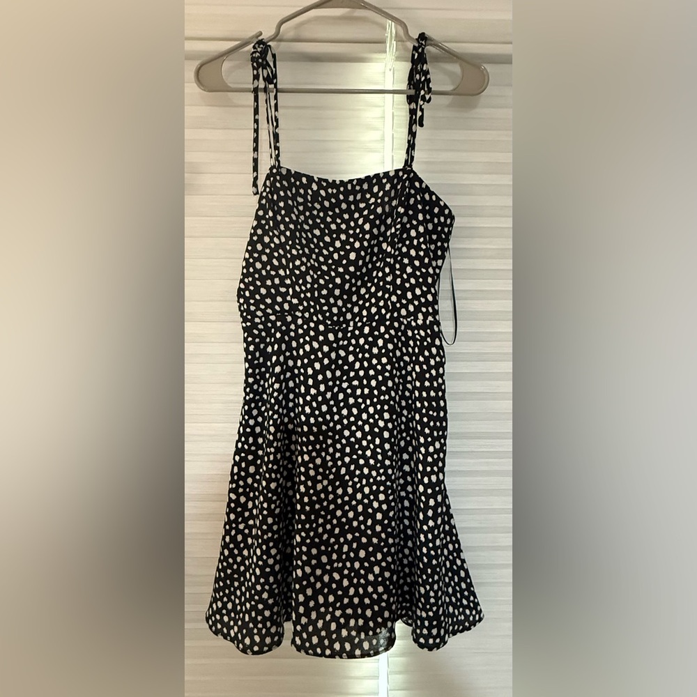 GIANNI BINI BLACK AND WHITE ANIMAL PRINT DOT DRESS